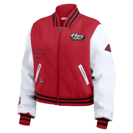 San Francisco 49ers White Varsity Full-Zip Jacket 3