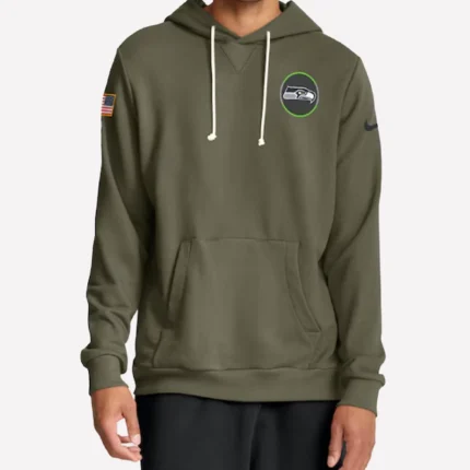Seattle Seahawks Nike Olive 2025 Salute to Service Sideline Standard Issue Dri-FIT Hoodie