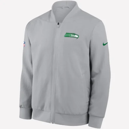Seattle Seahawks Nike Gray 2025 Rivalries Collection Sideline Full-Zip Bomber Jacket