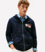 Tommy Hilfiger Multicolor Flag Logo Fleece Zip Hoodie