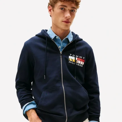 Tommy Hilfiger Multicolor Flag Logo Fleece Zip Hoodie