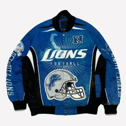 Vintage NFL Detroit Lions Blue Racing Bomber Jacket