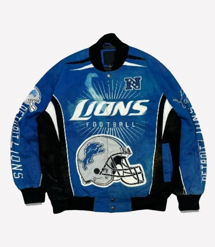 Vintage NFL Detroit Lions Blue Racing Bomber Jacket
