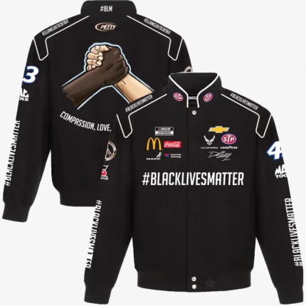 Unisex Bubba Wallace JH Design Black #BlackLivesMatter Full-Snap Twill Uniform Jacket