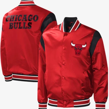 Unisex Chicago Bulls Starter Red Force Play Satin Full-Snap Varsity Jacket