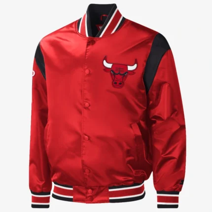 Chicago Bulls Starter Red Force Play Satin Full-Snap Varsity Jacket