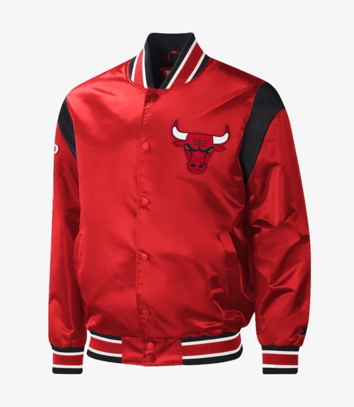 Chicago Bulls Starter Red Force Play Satin Full-Snap Varsity Jacket