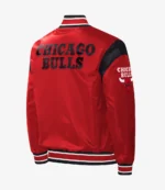 Chicago Bulls Starter Red Force Play Satin Full-Snap Varsity Jacket For Unisex