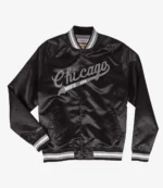 Chicago White Sox Black Lightweight Satin Full-Snap Jacket For Unisex