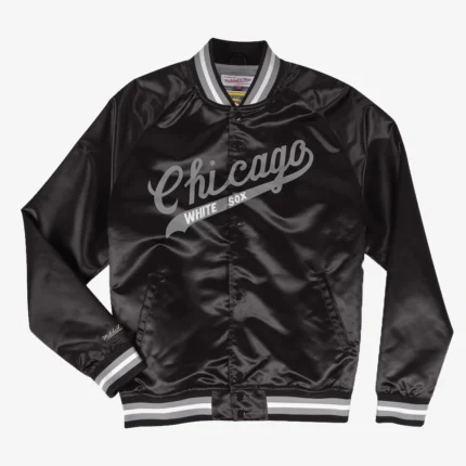 Chicago White Sox Black Lightweight Satin Full-Snap Jacket For Unisex