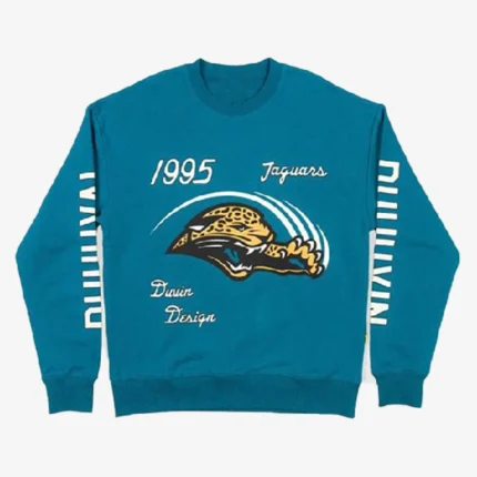Unisex Duvin Design x Jacksonville Jaguars Blue Crewneck Fleece Sweatshirt