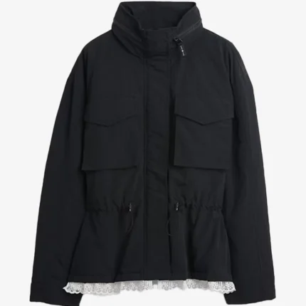 Unisex Gap × Sandy Liang Lace-trim Cinched Black Jacket