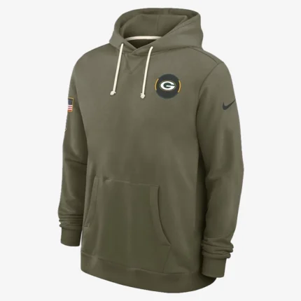 Unisex Green Bay Packers Nike Olive Green 2025 Salute to Service Sideline Standard Issue Dri-FIT Hoodie