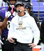 Unisex John Harbaugh Baltimore Ravens 2025 Fleece Pullover Hoodie