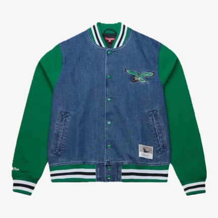 Unisex Kelly Green Philadelphia Eagles Varsity Full-Snap Denim Jacket