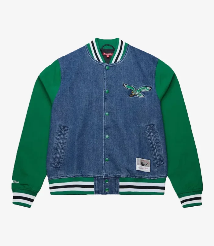 Unisex Kelly Green Philadelphia Eagles Varsity Full-Snap Denim Jacket