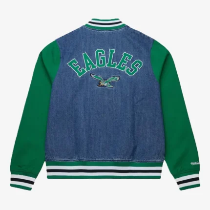 Kelly Green Philadelphia Eagles Varsity Full-Snap Denim Jacket