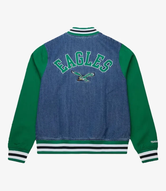 Kelly Green Philadelphia Eagles Varsity Full-Snap Denim Jacket