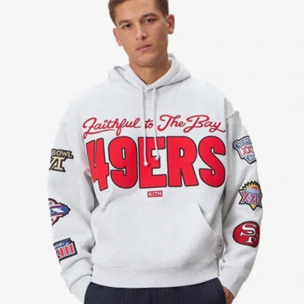 Kith San Francisco 49ers Faithful Vintage Grey Hoodie For Unisex