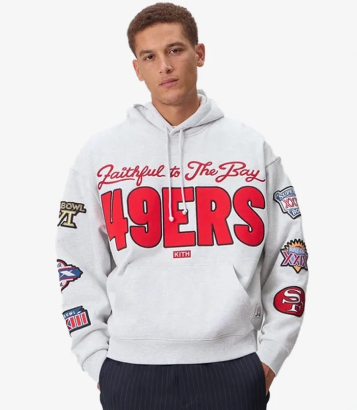 Kith San Francisco 49ers Faithful Vintage Grey Hoodie For Unisex