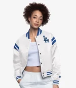 Los Angeles Dodgers Starter White Full Count Full-Snap Varsity Jacket For Unisex