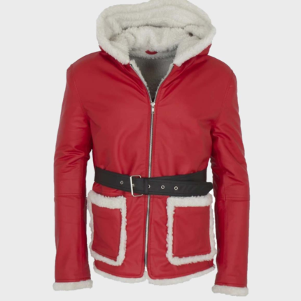 Mens Santa Claus Red Leather Jacket 1