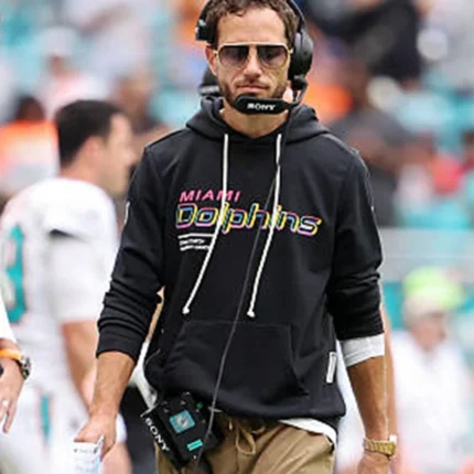 Unisex Miami Dolphins Coach Mike McDaniel 2025 Black Crucial Catch Sideline Hoodie