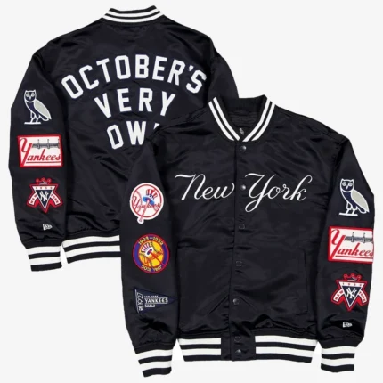 Unisex New York Yankees OVO x New Era Black Satin Jacket