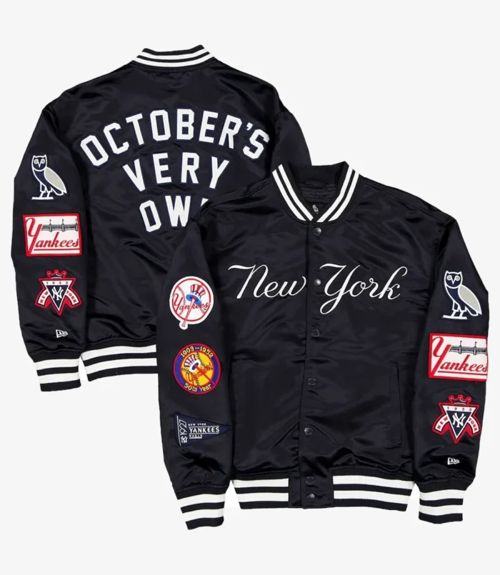 Unisex New York Yankees OVO x New Era Black Satin Jacket