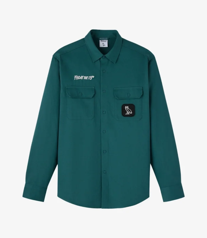 Unisex OVO Friday The 13th 3D Green Work Shirt