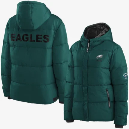 Unisex Philadelphia Eagles WEAR by Erin Andrews Midnight Green Puffer Full-Zip Hoodie Jacket