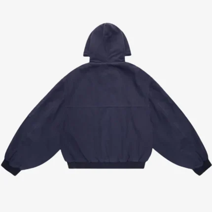 Shinzo Shige 15oz Navy Blue Canvas Clasp Hooded Bomber Jacket