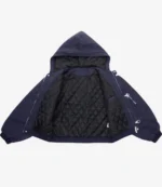 Shinzo Shige 15oz Navy Blue Canvas Clasp Hooded Bomber Jacket For Unisex