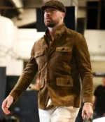 Travis Kelce Cashmere Brown Suede Military Jacket For Unisex