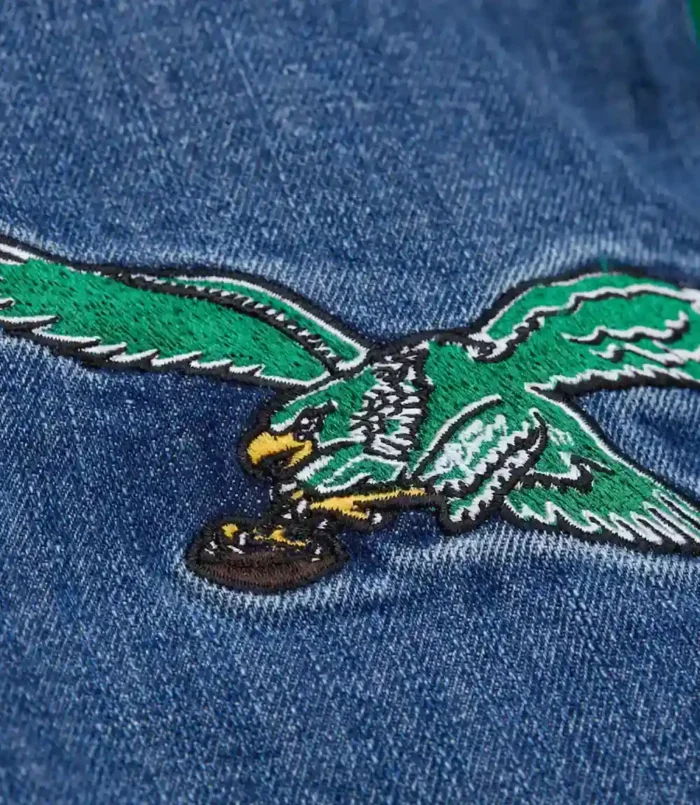 Kelly Green Philadelphia Eagles Varsity Full-Snap Denim Jacket For Unisex