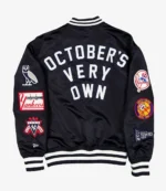 New York Yankees OVO x New Era Black Satin Jacket For Unisex