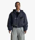 Shinzo Shige 15oz Navy Blue Canvas Clasp Hooded Bomber Jacket Unisex