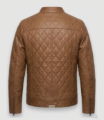 Men's Brown Quilted Brown Leather Jacket 2