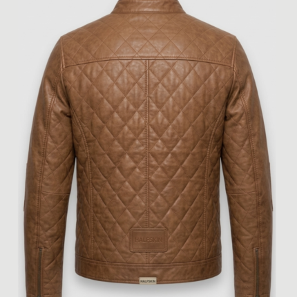 Men's Brown Quilted Brown Leather Jacket 2