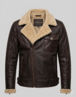 Men's Shearling Dark brown leather Jacket 2
