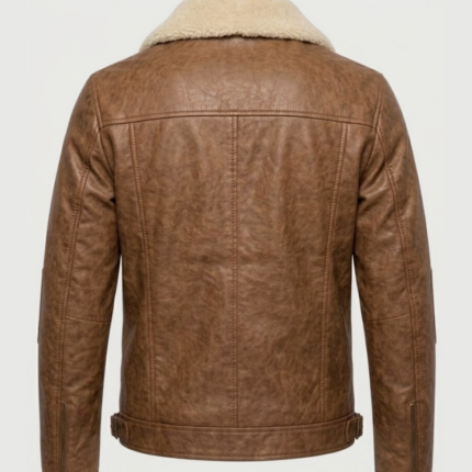 Men's Shearling Tan Brown Leather jacket 2